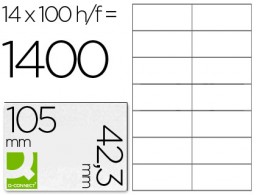 CJ100 hojas A4 1400 etiquetas adhesivas Q-Connect 105x42,3mm.  ILC
